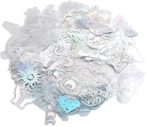 200 Stück Holografische Aufkleber, Wasserfester Vintage Aufkleber, Glänzende Schmetterling Aufkleber, Selbstklebender Transparente Aufkleber für DIY Scrapbook Tagebuch Dekoration