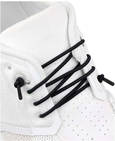 Endoto Schnürsenkel für ON Cloud 5 & 6 Running Schuhe, Ohne Binden Schuhbänder Ersatz Elastische Dehnbare Gummi Rund Laces Shoelaces für On Laufschuhe (Schwarz,24 Zoll)