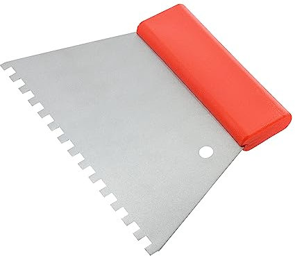 TIMCO - Tile Adhesive Comb (6mm Square Notch, Stainless Steel Blade, Wood Handle)