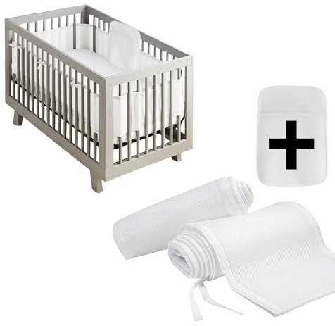 Gagi Nest Tour de lit bébé Universel + Pochette - Barrière sécurité Enfant - Doux et Respirant - Confortable et Pratique - Anti-Allergique Lavable - Ajustable