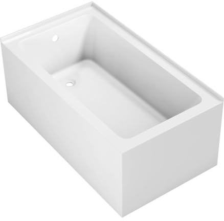 Aqua Eden VTAP5430L22TS 54-Inch Acrylic 2-Wall Corner Alcove Tub with Left Hand Drain, White