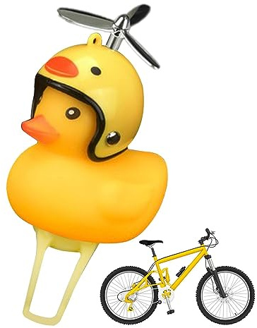 Ente Fahrradklingel,Gummiente Fahrradzubehör mit LED-Licht | Niedliche Propeller-Lenker-Fahrradhupen, Squeeze Duck-Fahrradhupen mit Propellerhelmen für die meisten Fahrräder Luckxing