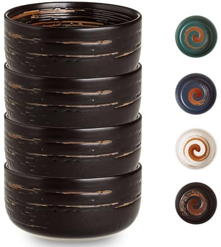 TYMYYS Scodella Colazione Set Di 4, 800ml Colazione, Ciotole Zuppa, Ciotole Ramen, Poke Bowl, Bowl Colazione, Ciotole Ceramica-Nero