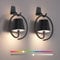 Battery Operated Wall Lights, 2 Pack RGB Rechargeable Wall Light Indoor Cordless Wall Lamp, Dimmable Wireless LED Wall Lamps IP54 Waterproof Wall Sconce Lights for Bedroom, Living Room(Black)