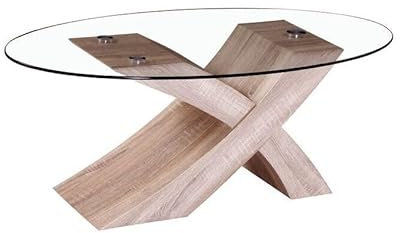 S & S Saldos y Stocks Mesa de Centro Lore de Cristal Templado, Cambria 110x60 cm