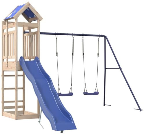 vidaXL Set da Gioco da Esterno in Legno Massello di Pino, Set da Gioco, playset, casetta con Scivolo, Set da Gioco in Legno, Set da Gioco da Giardino