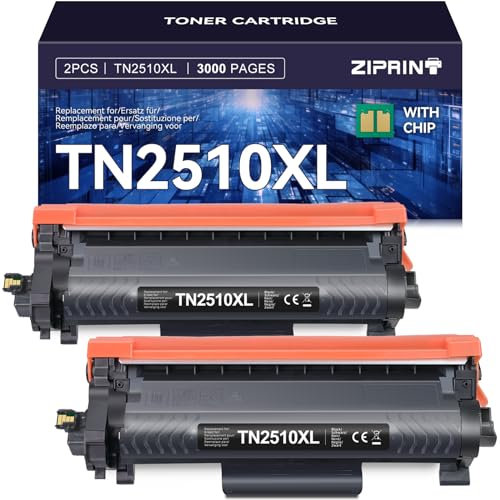 ZIPRINT TN2510XL TN-2510XL Kompatibel für Brother HL-L2400DWE Toner TN2510XL für Brother MFC-L2835DW Toner MCF-L2800DW MFC-L2827DW MFC-L2860DWE DCP-I2620DW DCP-L2627DW DCP-L2660DW(Schwarz*2P)