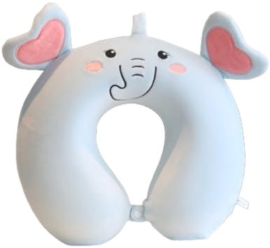 champracer Nackenkissen, Cartoon Tier Reisekissen Memory Foam Nackenkissen Nackenstütze, Niedlich Kinder Nackenkissen Erwachsene U-Geformte Nackenstützkissen für Reisen (Elefant,30x30 cm)