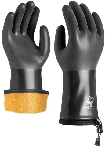 toolant Winter Work Gloves with Grip, Fleece Lined, Black, Medium | Water-based PU coating and a one-hand cuff adjuster support grip and comfort during cold, wet work.