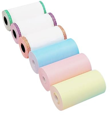 HOODANCOS 6 Stück Farbiges Druckpapier Buntes Thermopapier Für Haus Und Büro Schreibmaschinenpapier in Rosa Blau Gelb Violett Grün Und Rot Kompatibel Mit Tintenstrahldruckern Und Faxgeräten