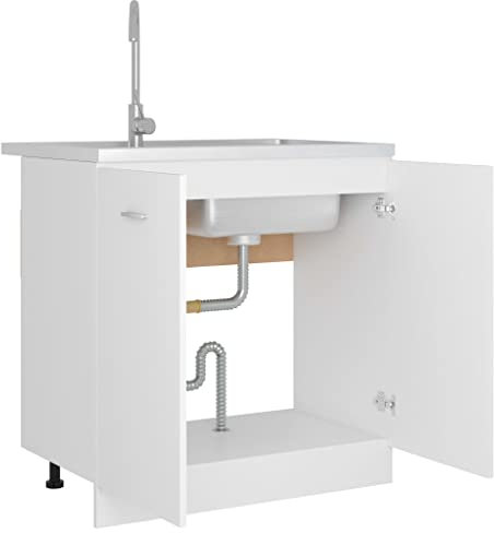 Yunir Armario de Cocina con Base de Fregadero, 80x46x81cm Brookings Armario de Cocina y Lavandería, Armario de Lavandería de Lujo, para el Lavadero de la Cocina