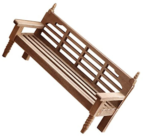 TOBBOMEY Puppenmöbel Außenbank Foto Puppe Tür Im Freien Mini Anzeige Camper Holzmöbel Holzdekor Modellbank Garden Bench Model Gartenmö Holzbankverzierung Kleine Hausdekoration Mikrolandschaftsmodelle