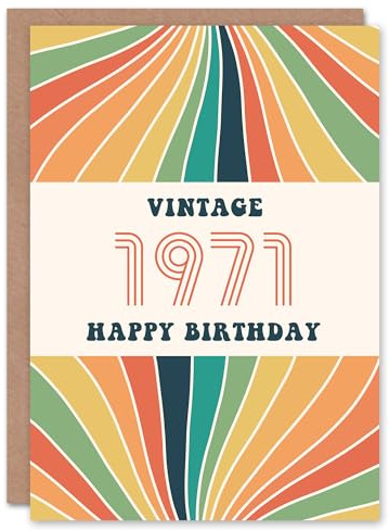 Artery8 Vintage Retro Him Her Rainbow Born 1971 Aged 54 Years Old 54th Birthday Card Mum Dad Gran Grandad