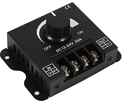 Led Strip Dimmer, Knob Adjust Brightness 0-100%, Soft Light, Stabler, PWM Digital for 12V-24V 30A Ribbons, Simple Install, Convenient Use with Memory Function, Controller