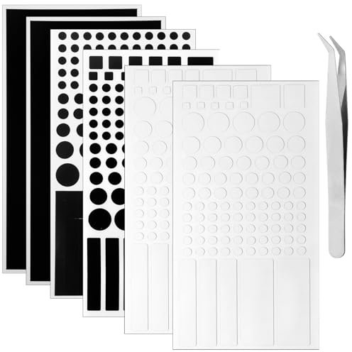 MirraSwit 6 Blätter Lichtblocker Aufkleber, LED Abdunklungsfolie, Abdunklungsfolie Selbstklebend, Lichtblockierende Aufkleber mit Clip für Router, Controllern, Fernsehlicht