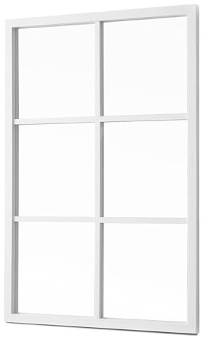 TIENDA EURASIA – Espejo de Pared | Rectangular | Material Plástico (PP) + Cristal + Madera (MDF) | Medidas: 49x71x2.7 cm + Espejo 47x71x2 cm y 52x76x3 cm + Espejo 50.5x76x2.5 cm (Blanco 6 Cuadrados)