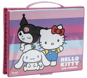 CERDÁ LIFE'S LITTLE MOMENTS Hello Kitty Buntstift-Set für die Schule, komplett mit Filzstiften, Buntstiften und thematischem Zubehör für Mädchen, Fans des süßesten Charakters von Sanrio