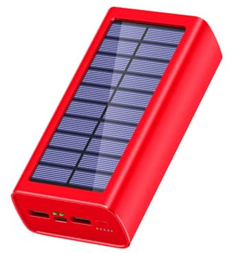 Cargador Solar Portátil 30000mAh, Batería Externa Impermeable con LED, Doble Puerto USB y Entrada C, Resistente al Agua, Ideal para Camping, Senderismo y Viajes de Emergencia (D)