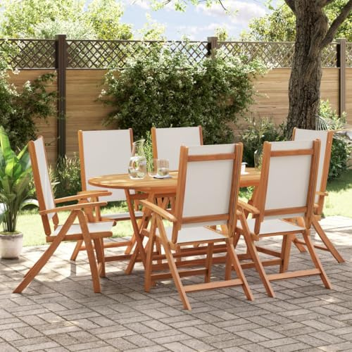 Festnight Gartenmöbel Set 6 Stühle mit Tisch Holz Verstellbar Klappbar Gartenmöbel Set 6 Personen Sitzgruppe Outdoor Terrassenmöbel Außen Gartentisch mit Stühlen Set Garten Essgruppe mit Hochlehner