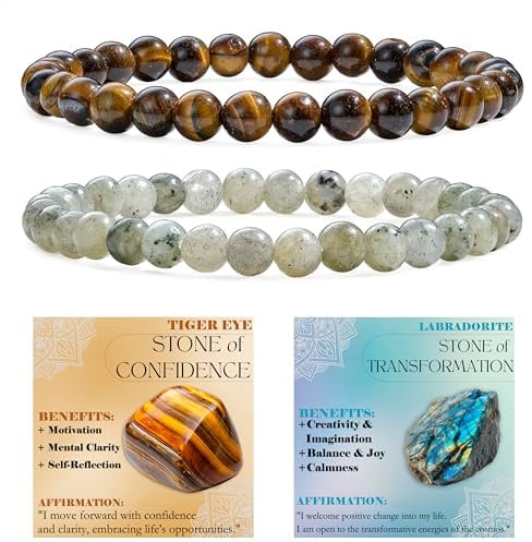 Bivei 3-teiliges Perlenarmband Damen Handgefertigter Naturstein Heilsteine Edelstein Perlen Armband, Yoga, Meditation, Schutz Geschenk
