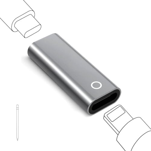 Adapter für Apple Pencil 1. Generation mit USB-C, Kompatibel mit iPad 10. Gen 2022 aus Aluminium, unterstützt Laden und Bluetooth-Pairing