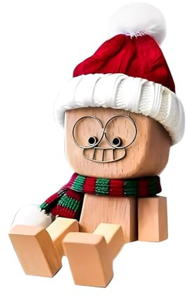 Weihnachts Wackelmann,Wackelnde Holzfigur Mit 12 Magnetischen Gesichtsausdrücken, Lustige Armaturenbrett-Figur, Wackelnde Holzfigurhandgefertigte Für Autozubehör Und Schreibtischdekoration (A)