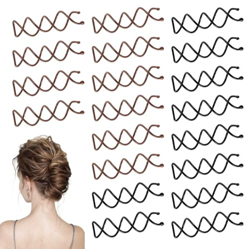 ABOHU 20 horquillas en espiral, horquillas para el pelo, accesorios giratorios, accesorios giratorios para el cabello, para Cabello Adecuadas para Diferentes Peinados-Negro marrónAccesorios de Estilo