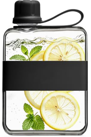 flintronic Bouteille d'eau Plate de 500 ml avec Poignée, Tasse d'eau Carrée Transparente, Anti-fuite et sans BPA, Bouteille d'eau de Course, pour Course à Pied, Randonnée, Cyclisme