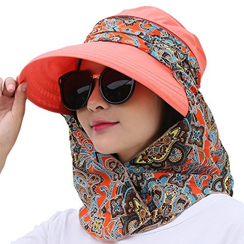 Lanzom Sonnenhüte für Damen, breite Krempe, Sonnenhüte, Orange, Einheitsgröße