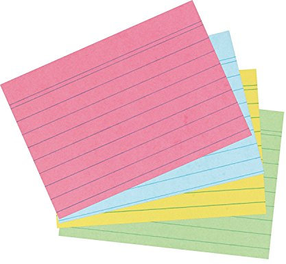 Herlitz 10836211 Karteikarten A6, liniert, farbig sortiert in grün, gelb, rot & blau (1200 Stück)