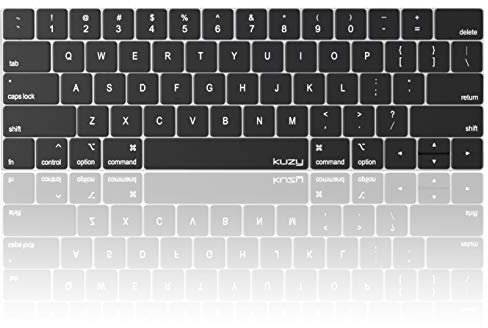 Kuzy Compatible with MacBook Pro Keyboard Cover with Touch Bar for 13 and 15 inch 2019 2018 2017 2016 Apple Model A2159, A1989, A1990, A1706, A1707 Silicone Skin Protector, Oxy Black