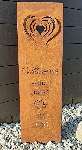 Decpero GARTENSTELE Willkommen schön DASS Du da bist I Rostoptik I 120cm
