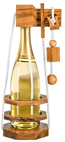 Zederello bottle puzzle made of wood, sparking wine bottle vault, safe, puzzle game for adults, gift wrapping, box, wine bottles, bottle lock, very tricky