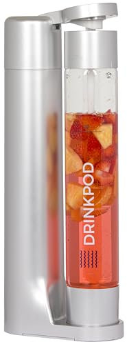 Fizzpod Sprudelwasserbereiter Soda Maker Infused Fruits Soda Maker Maschine zum Kohlensäure mit 1L Kohlensäure Flasche Seltzer Sprudelwasserbereiter, inklusive 3 x 1l Kohlensäureflasche Kompatibel mit