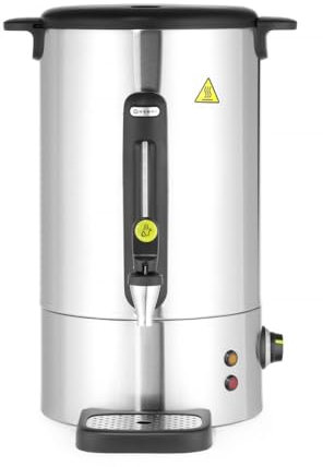 HENDI Heißgetränkespender, UNIQ, für Glühwein und Wasser, tropffreier Zapfhahn, Wasserstandsanzeige, Glühweinkocher, Heißgetränkeautomat, 16L, 230V/1650W, 357x380x(H)502mm, Edelstahl, PP, Silber
