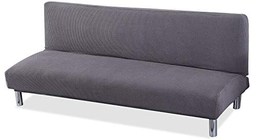 VanderHOME Sofabezug Ohne Armlehne Elastischer Sofaüberwurf Armlose Jacquard Stretch Sofa Überzug rutschfeste Schlafsofa Bezug für Klappcouch Ohne Armlehnen (Hellgrau)