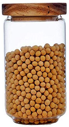 Tarro de cristal para almacenamiento de alimentos 950ml recipiente de vidrio transparente con sello hermético de madera de acacia tapas para café en grano té suelto especias galletas merienda dulces