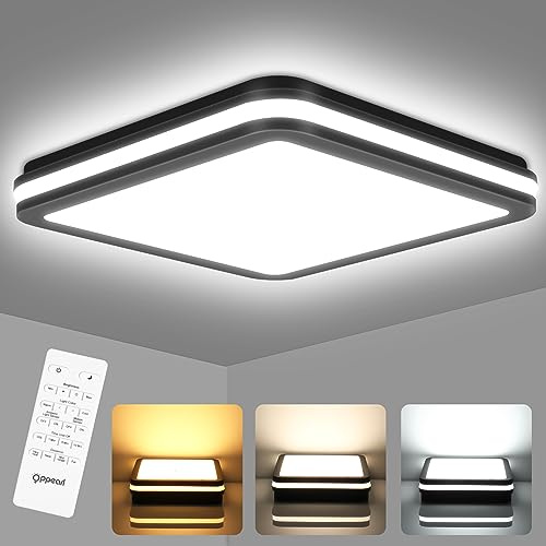 OPPEARL LED Deckenleuchte für Zwei Verwendungen, Lampe mit Bewegungsmelder Innen & Deckenlampe Dimmbar mit Fernbedienung, 18W 1800LM Deckenleuchte Bewegungsmelder, 2700K-6500K,IP54 gegen Nässe,22*22CM