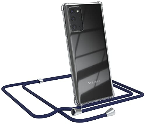 EAZY CASE Handykette kompatibel mit Samsung Galaxy Note 20 / Note 20 5G Handyhülle mit Umhängeband, Handykordel mit Schutzhülle, Silikonhülle, Hülle mit Band, Stylische Kette, Navy Blau