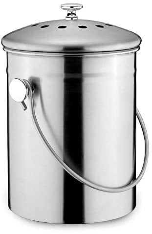 Karl Weis 18525 Poubelle Bio en Acier Inoxydable avec Filtre Anti-odeurs au Charbon Actif dans Le Couvercle, 3 l