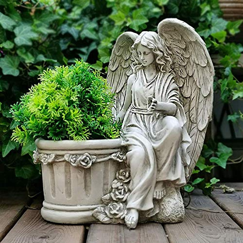 Engel Blumentopf Garten Gedenk Pflanzer Römische Säule Figur Poly Resin Vase Outdoor Dekoration,Engel A