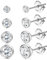 JeweBella 4 Paar Ohrstecker Silber 925 Klein Runde Zirkonia Ohrstecker Set für Damen Herren Mädchen Knorpel Tragus Ohrringe Set Gold/Silber/Rosegold 2/3/4/5 mm