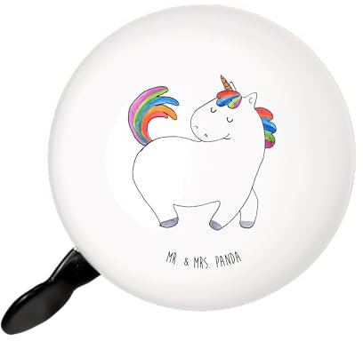 Mr. & Mrs. Panda XL Fahrradklingel Einhorn Stolzieren - Geschenk, Einhorn Deko, fahrradklingel XXL, Reiten, Einhörner, Pegasus, Pferd, Grosse