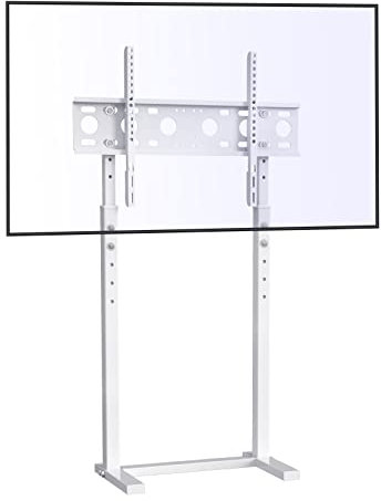 UNHO Floor TV Stand White, Slim TV Stand Height Adjustable TV Bracket Stand Universal TV Mount for 32”-65” Flat Panel LED LCD Screens Max VESA 600x400 up to Loading Weight 40KG
