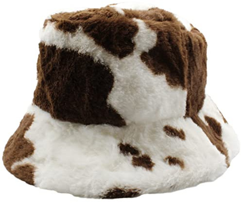 Cherry-on-Top Flauschiger Fischerhut, Braune Kuh, M/L