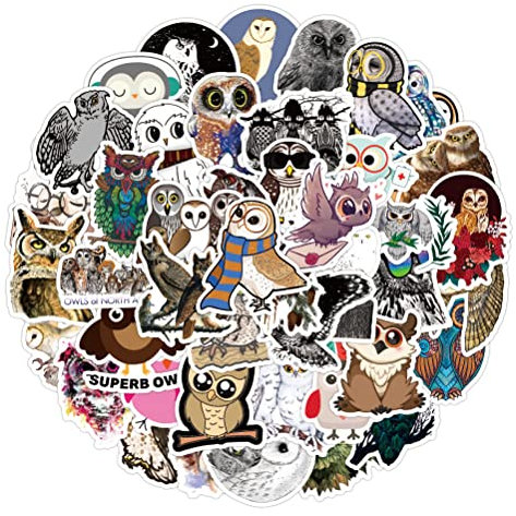 LYLSDSB Eule Aufkleber 50 Stück Vinyl Waterproof Stikers für Laptop Gepäck Skateboard Scrapbooking Wasserflaschen Motorrad Fahrrad, Aesthetics Tier Graffiti Decals für Erwachsene Kinder
