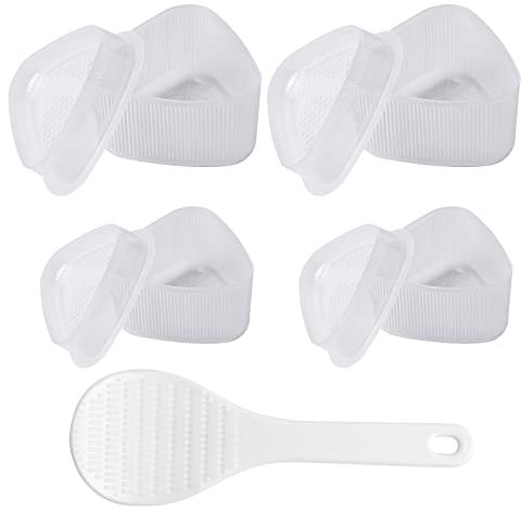 suchkawe 5PCS Triangular Plastic Sushi Ball Maker Mould with Rice Spoon, Onigiri Rice Shape DIY Tools Kitchen Gadgets Stuff Transparent Bento Accessories for Restaurants, Japanese Cuisine, Home