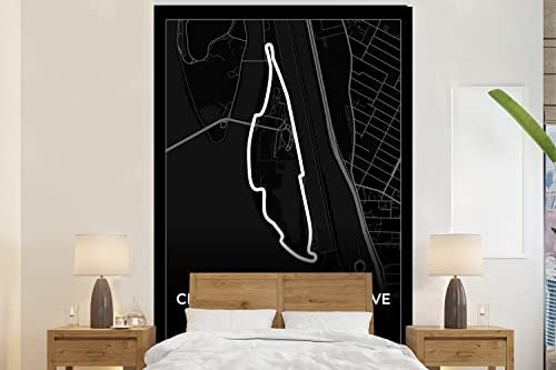 Selbstklebend Tapete Wandpapier Wandaufkleber Fototapete Tapeten Wanddeko 170x260 cm Rennsport - Rennstrecke - Circuit Gilles Villeneuve - Kanada - F1 - Schwarz