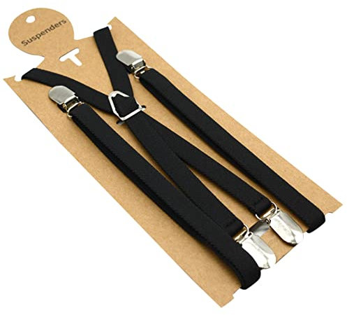 Elastischer Hosenträger für Herren Breit Elastisch und Verstellbar 1.5cm Breite mit 4er Clips X Form lange Suspenders für Männer und Damen Hose X Form