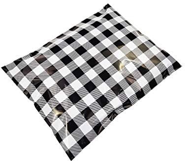 BANGHA Versandtaschen,Versandbeutel 100 Stück Schwarz-Weiß-Gitter, handliche Kuriertasche, Bedruckte Poly-Verpackungsumschläge mit selbstversiegelnden Kurier-Aufbewahrungstaschen (Color : 26x37cm B)